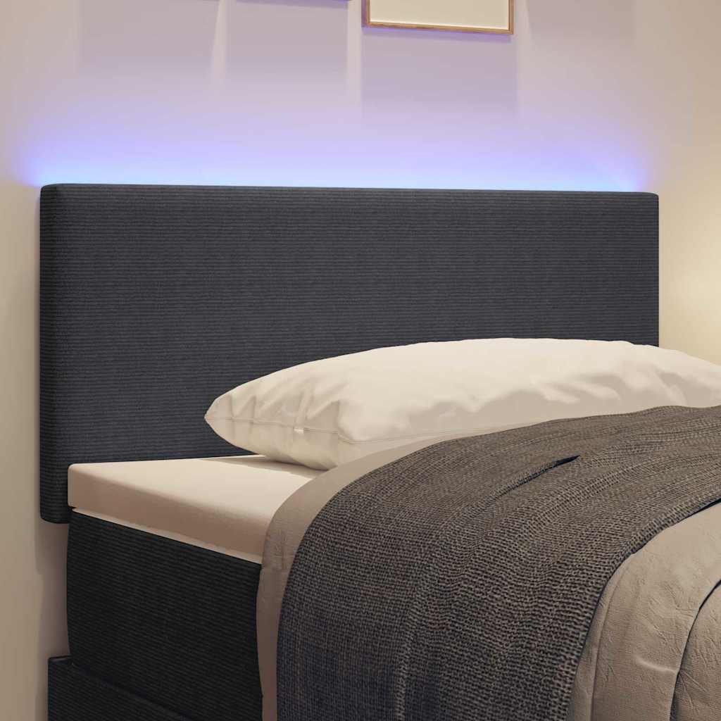LED Headboard with LED Strip Lights Dark grey 80 cm Fabric